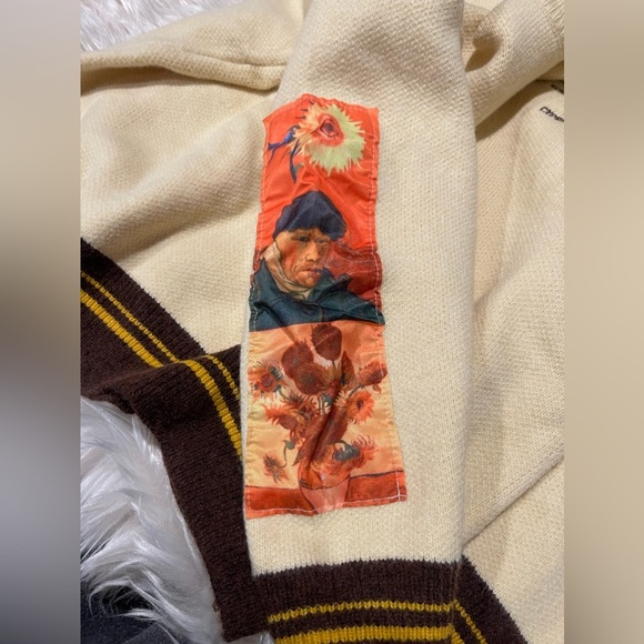 NWT Aelfric Eden Sunflowers & Self-portrait of Van Gogh WORKS OF ART Sweater - Picture 5 of 9